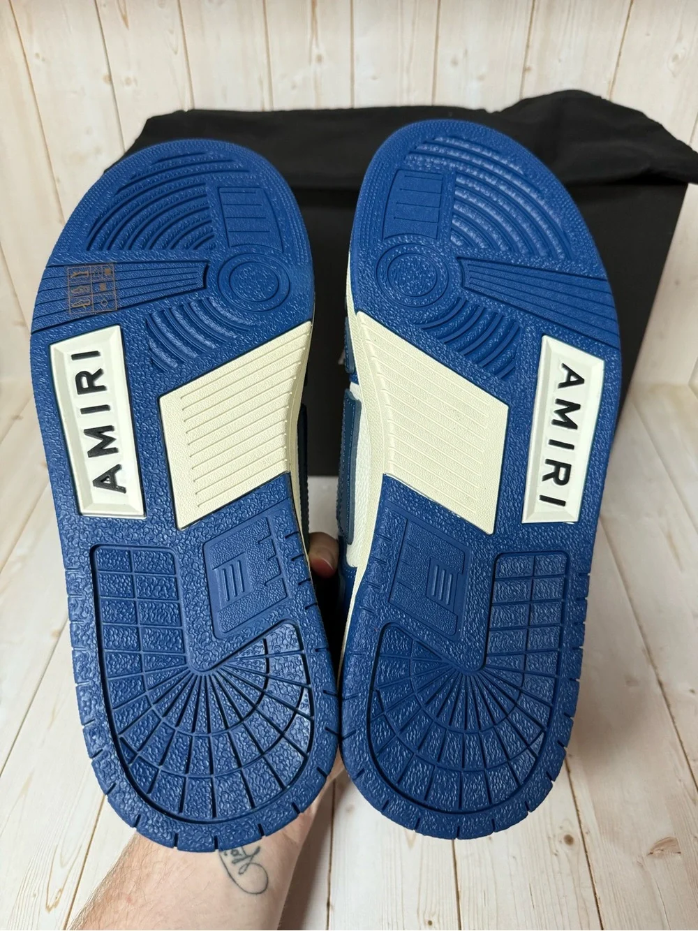 AMIRI Skel Low-Top Leather Sneakers Blue/White Sz 43 / 10